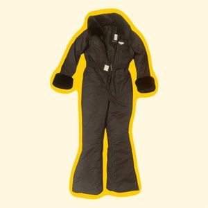 PRETTYLITTLETHING SKI Black Faux Fur Collar And Cuff Belted Snowsuit (US 12)
